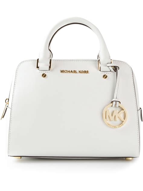 michael kors white striped bag|michael kors small white handbag.